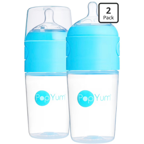 9 oz Blue Anti-Colic Formula Making/Mixing/Dispenser Baby Bottles, 2-Pack with #2 Medium Flow Nipples, 260 ml, BPA-Free, Natural Latch : Baby