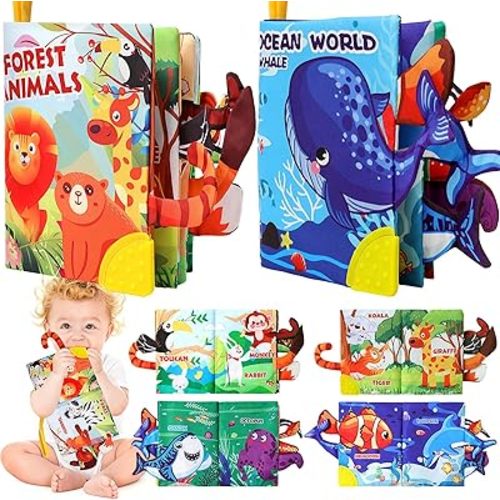 Baby Books 0-6 6-12 Months,Crinkle Books for Baby,Infant Tummy Time Toy High Contrast Sensory Book for Babies,Newborn Stocking Stuffers,Infants Soft Book, Bath Books for Babies Teether Toy