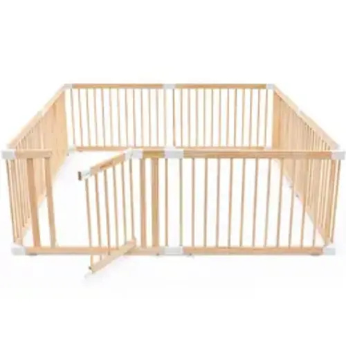 [sohochic] HARPPA Wooden Baby Gate Playpen Adjustable Play Yard for Infants & Toddlers, Natural Finish Baby Fence, Non-Toxic Pinewood, Foldable DIY Shapes, Baby Items - TikTok Shop