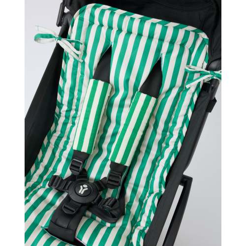 Universal Stroller Seat Liner and Strap Covers For Babies Breathable Padded Washable | Green Stripe - Storq by Kindred Bravely