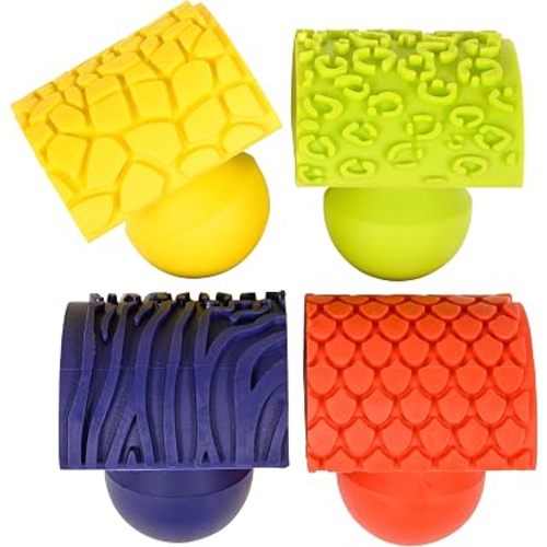 READY 2 LEARN Paint & Dough Animal Rockers - Set of 4 Textures - Playdough Accessories - Easy-Grip Art Supplies - Paint Stamps for Kids - Clay Tools for Kids