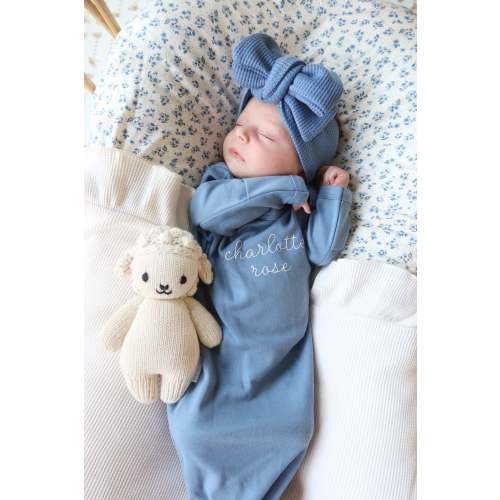 Personalized Organic Cotton Knotted Gown with Hat – Bella Berry Designs