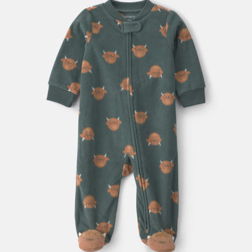 Baby Boy Farm Fleece 2-Way Zip Sleeper - Green | Carter’s Oshkosh Canada
