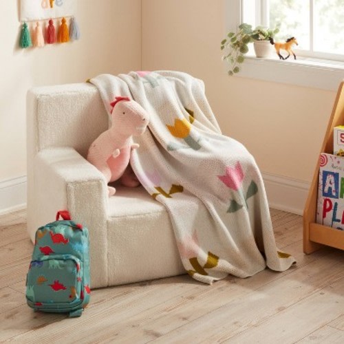 48"x58" Quilted Tulip Kids' Throw Blanket Cream - Pillowfort™