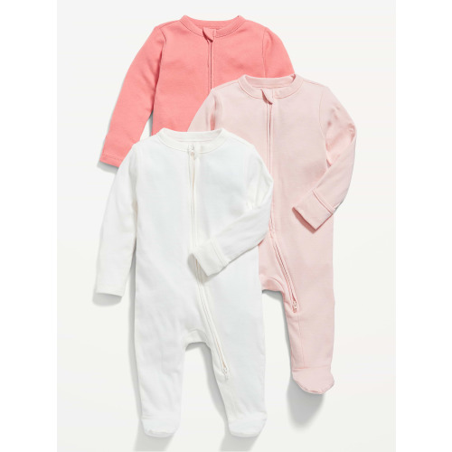 Unisex 3-Pack Sleep & Play 2-Way-Zip Footed One-Piece for Baby
