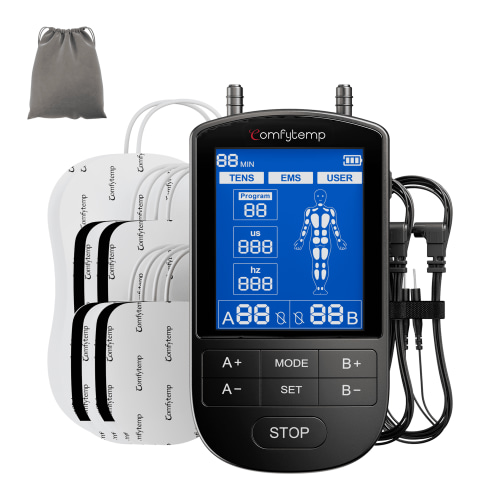Comfytemp TENS Unit Muscle Stimulator, 24 Modes DIY Massage for Back, Neck, Shoulder, 10 Electrode Pads