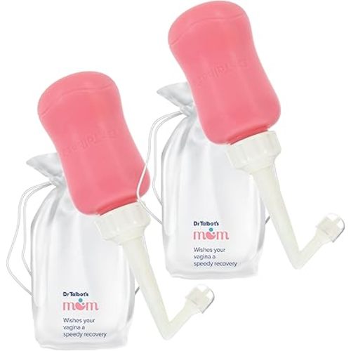 Dr. Talbot's Mom Postpartum Peri Bottle with Carry Bag - (2 Pack) 12.2 fl oz - Silicone Perineal Spray Bottle for Mothers