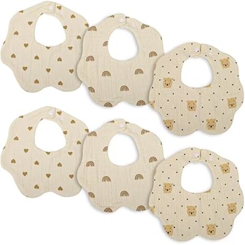 Baby Drool Bibs for Boys Girls 6 Pack Muslin Cotton Dribble Bibs Super Absorbent Cotton Teething Bibs Drooling Bibs