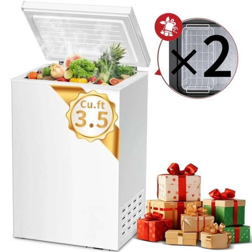 Auseo Compact Freezer 3.5 cu ft, Adjustable Temperature, Energy Efficient, White