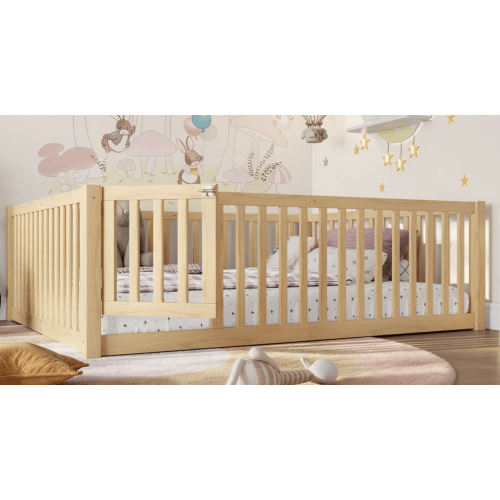 Floor Bed With Removable Door And Solid Pine Wood by Harriet Bee - Full Size