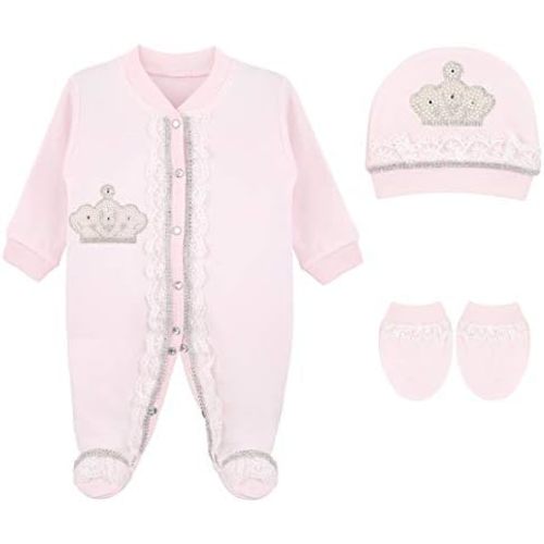 Lilax Baby Girl Jewels Crown Layette 3 Piece Gift Set