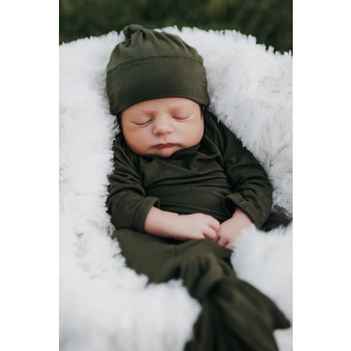 Rocket Bug Silky Knotted Baby Gown with Knotted Hat, Unisex, Boys, & Girls, Infant Sleeper-newborn gift, baby shower gift, first outfit