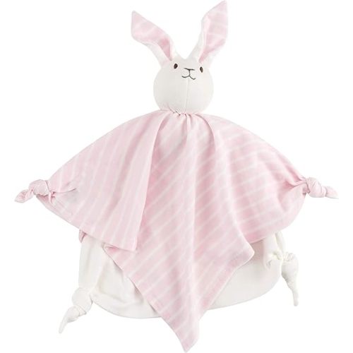Under the Nile Organic Cotton Baby Girl Pink Stripe Bunny Blanket 10"