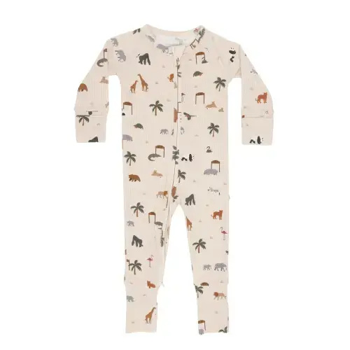 Zoo Day Small Ribbed Zip Romper