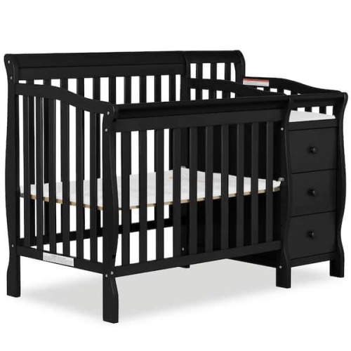 Jayden 4-in-1 Black Mini Convertible Crib And Changer