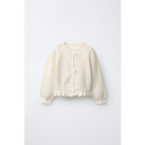 LACE KNIT CARDIGAN - Ecru | ZARA United States