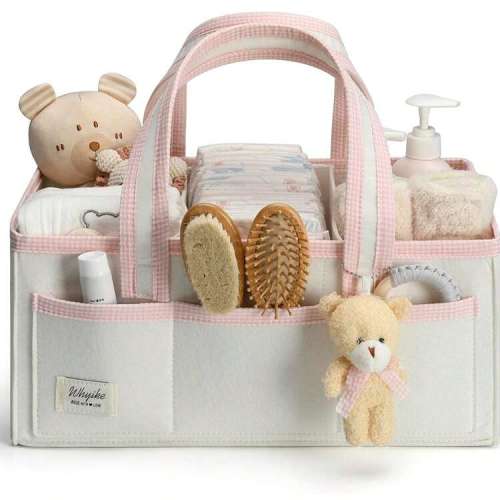 1pc Diaper Caddy Organizer With Handle, Baby Shower Gifts Basket Bag, Registry Search Must Haves Items, Newborn Girl Boy Nursery Storage Organizer, Baby Bag Essentials, Car Diaper Caddy Cart | SHEIN USA