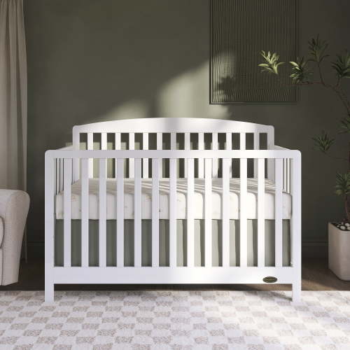 Dream On Me Odelle 5-in-1 Convertible Crib, Baby Crib to Toddler Bed and Full Size Bed, Three Adjustable Mattress Height Positions, White