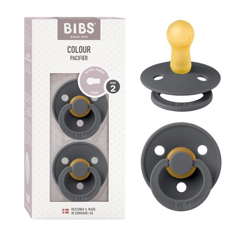 BIBS Pacifiers Colour Collection | Natural Rubber Baby Pacifier | Set of 2 BPA-Free Soothers | Made in Denmark | 6+ Months (Pack of 2) | Iron