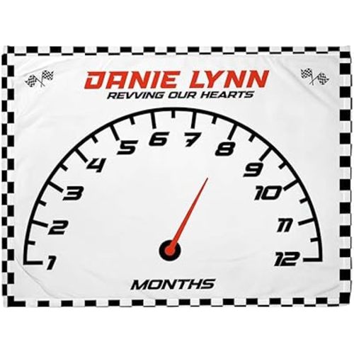 Racing Car Baby Monthly Milestone Blanket for Boy, Little Monthly Growth Chart, Racing Sports Nursery Theme, Newborn Photo Prop 1–12 Months, Soft Plush Fleece
