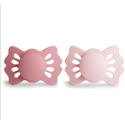 FRIGG Lucky Symmetrical SilkySoft Silicone Baby Pacifier | Made in Denmark | BPA-Free (Cedar/Baby Pink, 0-6 Months)