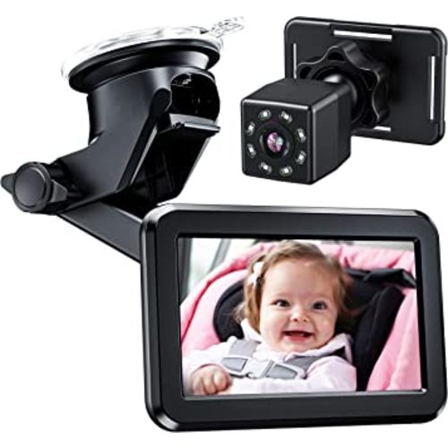Itomoro Baby Car Mirror, Back Seat Baby Car Camera with HD Night Vision Function Car Mirror Display, Reusable Sucker Bracket, Wide View, 12V Cigarette Lighter, Easily Observe the Baby’s Move