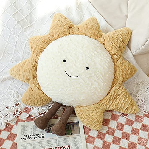 Moon Star Sun Pillow Sofa Cushion | Decorative Lumbar Support Pillow | Soft Plush Decorative Pillow (15inches, Sun)