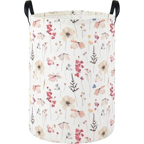 Laundry Hamper Baby Nursery Hamper Waterproof Foldable Kids Laundry Basket Kids Dirty Clothes Hampers Girl Room Decor for Home Gift Baskets(Floral)