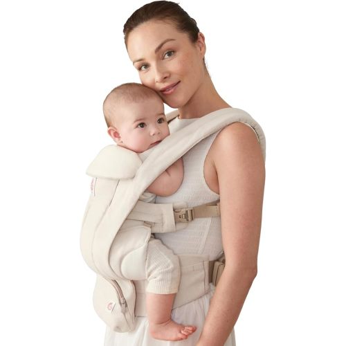 Ergobaby Omni Deluxe Baby Carrier for Newborn to Toddlers 0-48 Months (7-45 lbs) - 4-Position Natural Linen Baby Carrier with Ergonomic Support, Storage Pockets, and Sun Hood - Natural Linen
