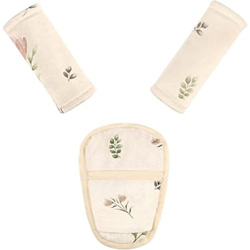 SWESEN Baby Car Seat Strap Covers, 3 Piece Soft Car Seat Strap Shoulder Pads for Baby Girls Boys, Double-Sided Use carseat Straps Covers for Stroller, Car Seats, Pushchair, Floral
