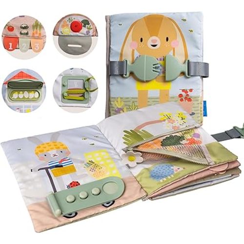 Taf Toys Busy Book for Toddlers 1-3 - Montessori Activity Book with 12 Sensory Learning Activities - Develops Fine Motor Skills and Early Numeracy Through Play