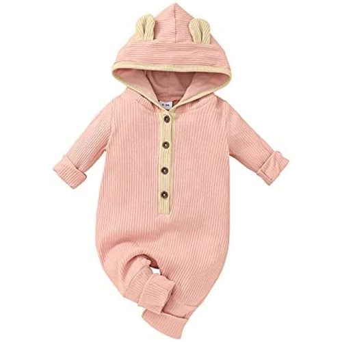 Thorn Tree Newborn Baby Girl Boy Hooded Romper Unisex Baby Knitted Jumpsuit Infant Kids Solid Outfits Baby Jumpsuit