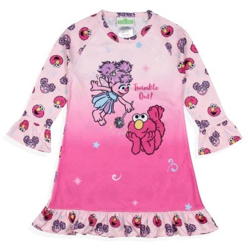 Sesame Street Girls' Twinkle Out Elmo Abby Cadabby Sleep Pajama Dress Nightgown Pink, Color: Pink, Size: 5t