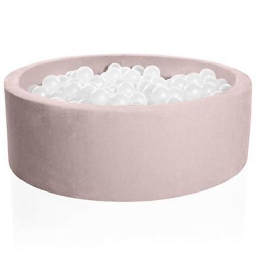 KIDKII Round Ball Pit Soft Velvet Indoor Play Toy for Toddlers, 150 Balls, Beige