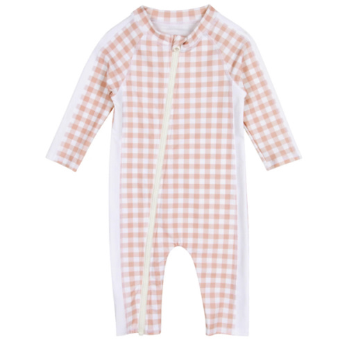 Sunsuit - Long Sleeve Romper Swimsuit | "Pink Gingham"