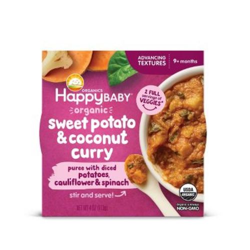 Happy Baby Organics Advancing Texture Bowls, Sweet Potato & Coconut Curry Puree - 4oz