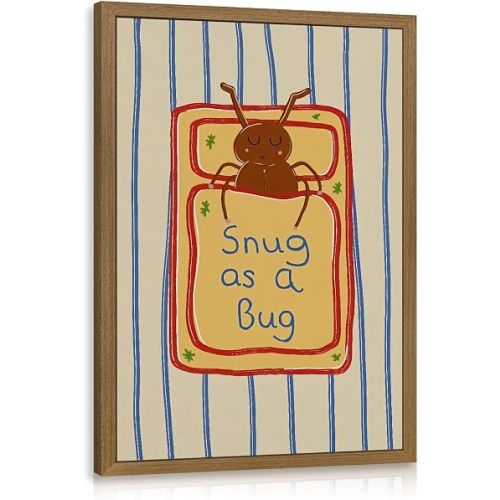 Wood Framed Snug as a Bug Nursery Wall Art