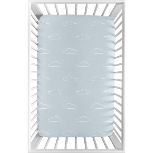 Sweet Jojo Designs Vintage Airplane Blue Clouds Fitted Mini Crib Sheet By Sweet Jojo Designs