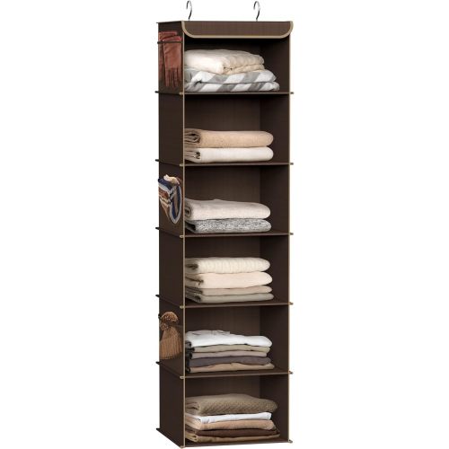 Simple Houseware 6 Shelf Hanging Closet Organizer, Brown