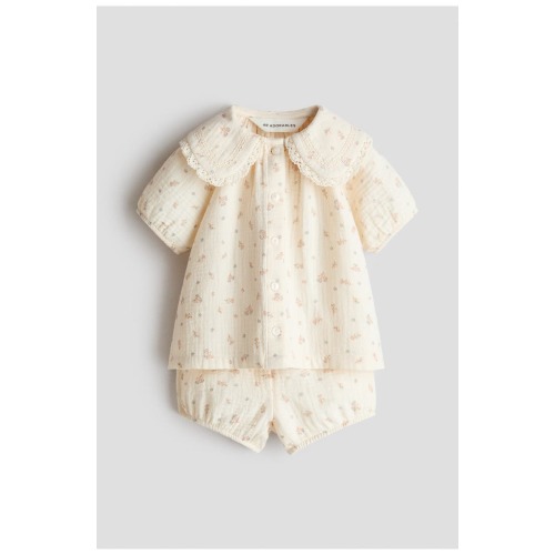 2-piece Cotton Muslin Set, 6M