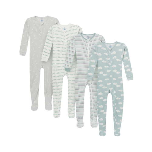 Gerber Baby and Toddler Neutral Footed Unionsuits, 4-Pack, 0/3 Months - 5T