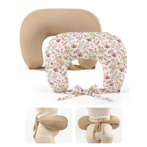 lulumoon Muslin Nursing Pillow Covers - 2-Pack Soft Cotton Slipcovers for Breastfeeding & Bottle-Feeding - Extension Strap for Snug Fit & No Sliding - Hidden Zipper Safety for Newborn Baby