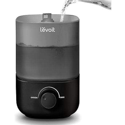 LEVOIT Classic 160 Top-Fill Ultrasonic Cool Mist Humidifier, Super Easy to Fill and Clean, Quiet Operation for Bedroom Home Baby & Plants, Auto Shut-off for Safety, 360° Rotating Nozzle, 2.5L, Black