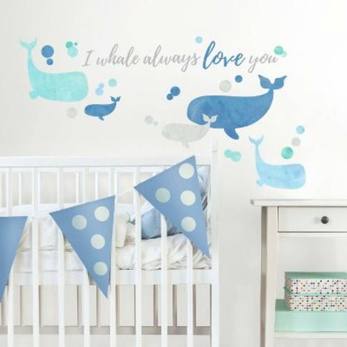 RoomMates I Whale Always Love You Peel and Stick Giant Wall Decal: Vinyl, Modern Decor Style, 32 Pieces