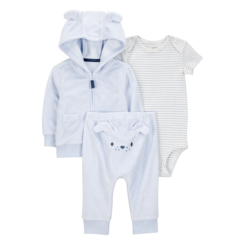 Baby 3-Piece Dog Little Cardigan Set - Blue