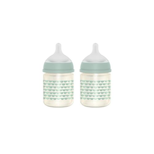 Suavinex Bonhomia Glass Baby Bottle with SX PRO Silicone Nipple, Anti Colic Baby Bottles, Baby Bottles for Breastfed Babies, 2 Pack 8 oz, Mint