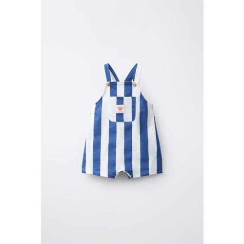 CRAB LABEL STRIPED OVERALL SHORTS - Bluish | ZARA United States