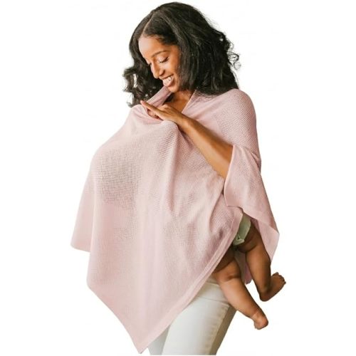 Breathable Nursing Cover for Breastfeeding | Ponchy by Gold Mamas | 5 in 1 Nursing Poncho | Baby Registry Essentials | Rose Pink