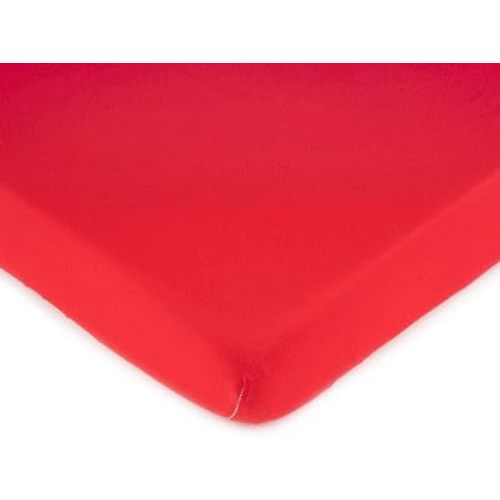 heetWorld Mini Crib Sheet 24x38 – 100% Cotton Jersey Knit – Soft Fitted Baby Sheet for Portable Cribs – Made in USA – Solid Red