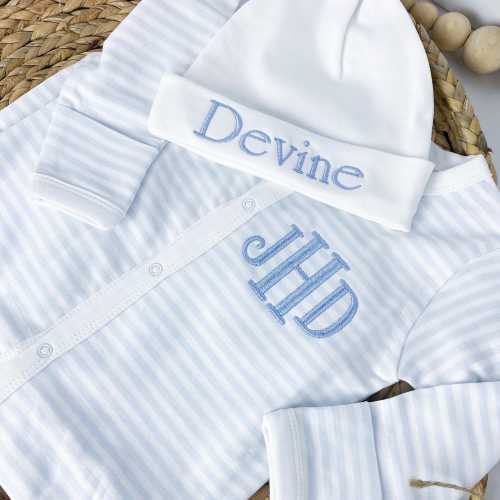 Baby Boy Coming Home Outfit, Newborn Embroidered Footie Romper, Baby Shower Gift